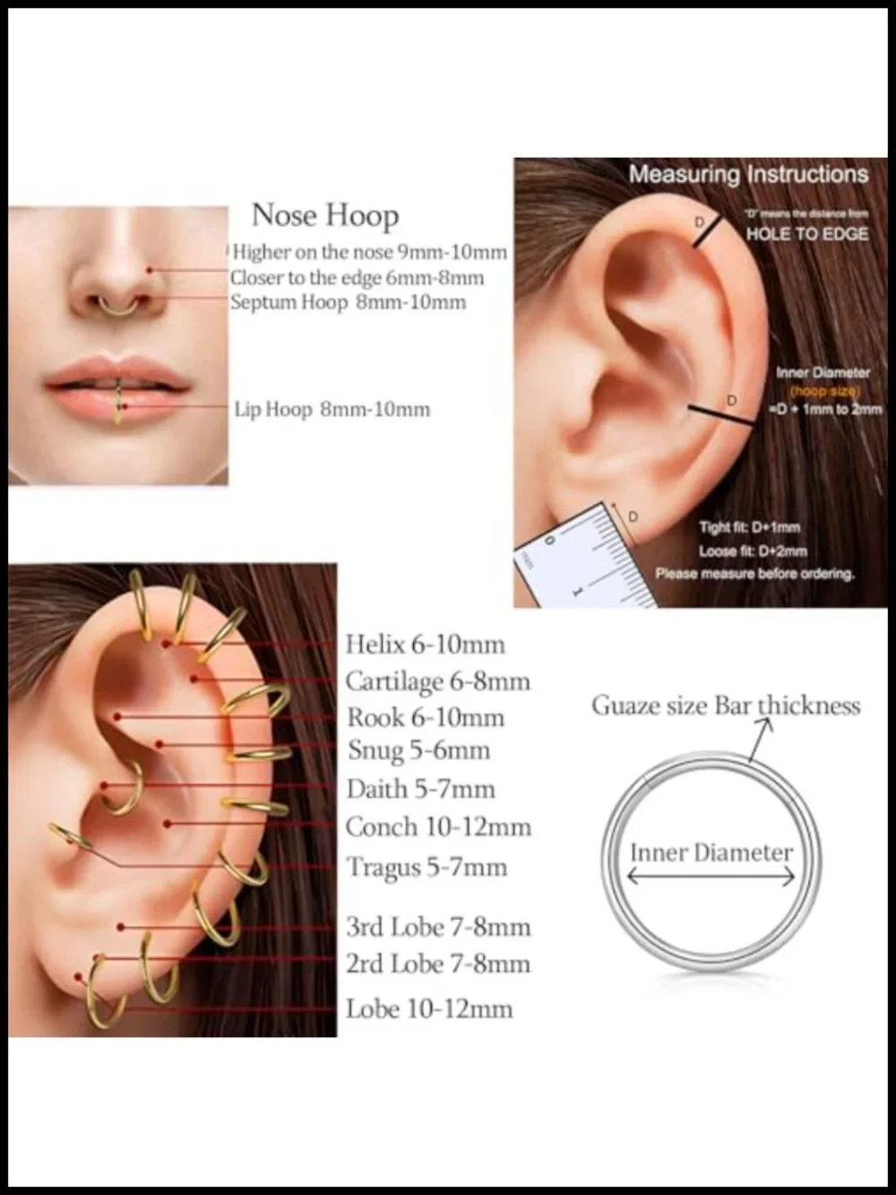 Titanium Nose Ring 2Pc Hinged Septum Clicker Hoop 18G 20G